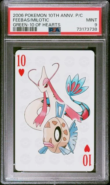 2006 Pokemon Center 10Th Anniversary Playing Cards Green Deck Of Hearts Feebas/Milotic #10 card image
