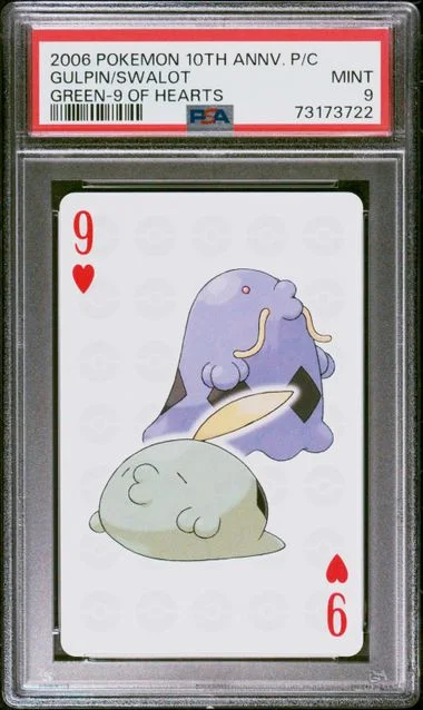2006 Pokemon Center 10Th Anniversary Playing Cards Green Deck Of Hearts Gulpin/Swalot #9 card image