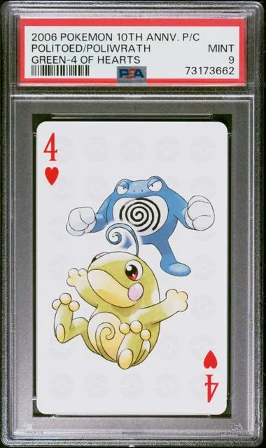 2006 Pokemon Center 10th Anniversary Playing Cards Green Deck Of Hearts Politoed/Poliwrath #4 card image
