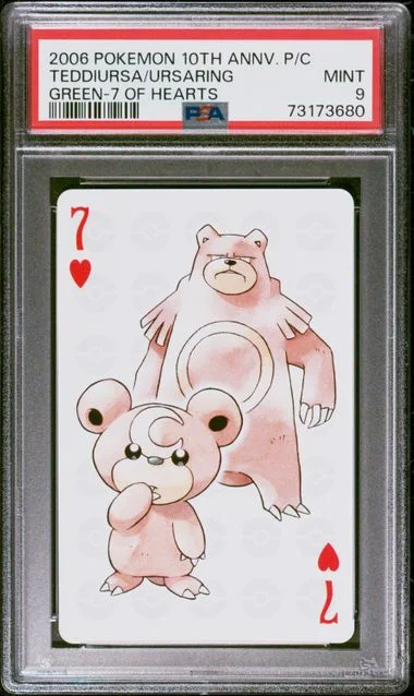 2006 Pokemon Center 10Th Anniversary Playing Cards Green Deck Of Hearts Teddiursa/Ursaring #7 card image