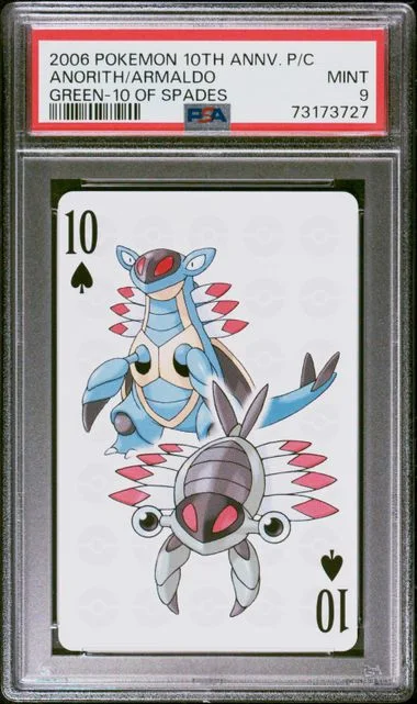 2006 Pokemon Center 10th Anniversary Playing Cards Green Deck Of Spades Anorith/Armaldo #10 card image