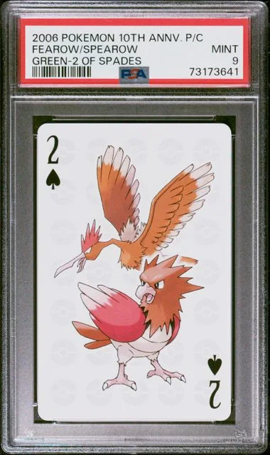 2006 Pokemon Center 10Th Anniversary Playing Cards Green Deck Of Spades Fearow/Spearow #2 card image