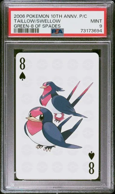 2006 Pokemon Center 10Th Anniversary Playing Cards Green Deck Of Spades Swellow/Taillow #8 card image