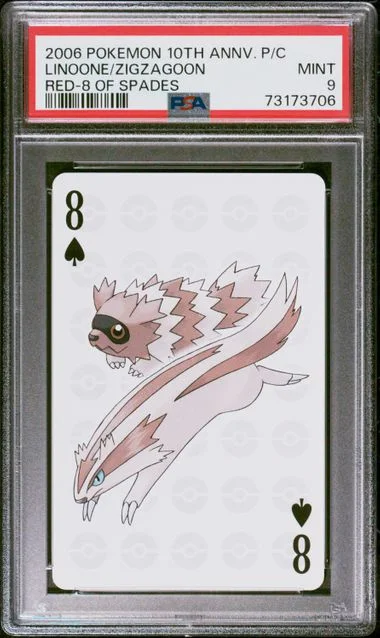 2006 Pokemon Center 10th Anniversary Playing Cards Red Deck Linoone/Zigzagoon, Of Spades #8 card image