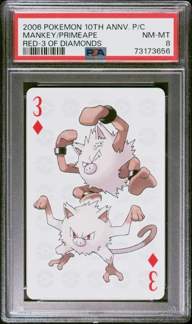 2006 Pokemon Center 10th Anniversary Playing Cards Red Deck Of Diamonds Mankey/Primeape #3 card image