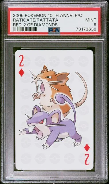2006 Pokemon Center 10Th Anniversary Playing Cards Red Deck Of Diamonds Raticate/Rattata #2 card image