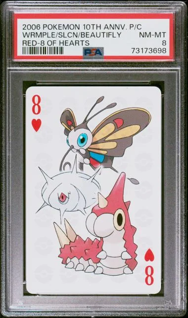 2006 Pokemon Center 10Th Anniversary Playing Cards Red Deck Of Hearts Beautifly/Silcoon/Wurmple #8 card image