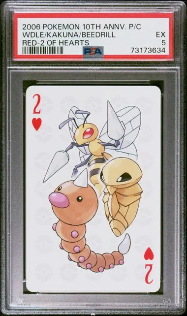 2006 Pokemon Center 10th Anniversary Playing Cards Red Deck Of Hearts Beedrill/Kakuna/Weedle #2 card image