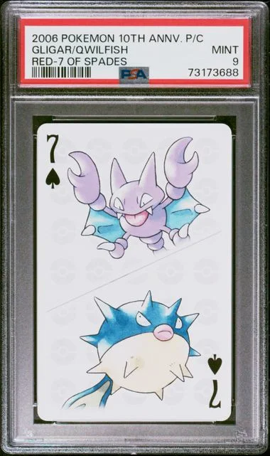 2006 Pokemon Center 10th Anniversary Playing Cards Red Deck Of Spades Gligar/Qwilfish #7 card image