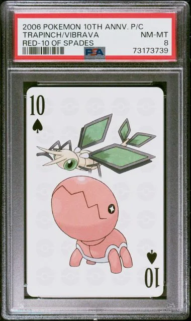 2006 Pokemon Center 10th Anniversary Playing Cards Red Deck Of Spades Trapinch/Vibrava #10 card image