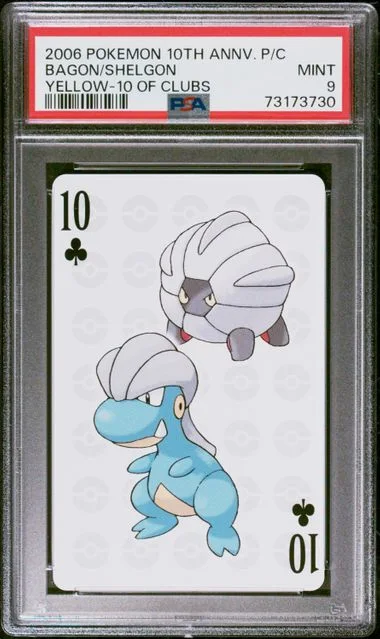 2006 Pokemon Center 10th Anniversary Playing Cards Yellow Deck Of Clubs Bagon/Shelgon #10 card image