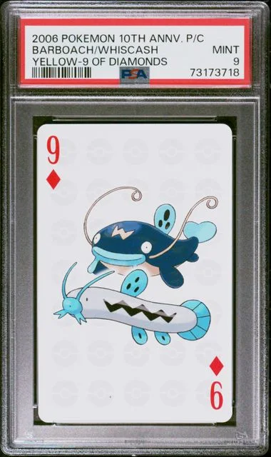 2006 Pokemon Center 10Th Anniversary Playing Cards Yellow Deck Of Diamonds Barboach/Whiscash #9 card image