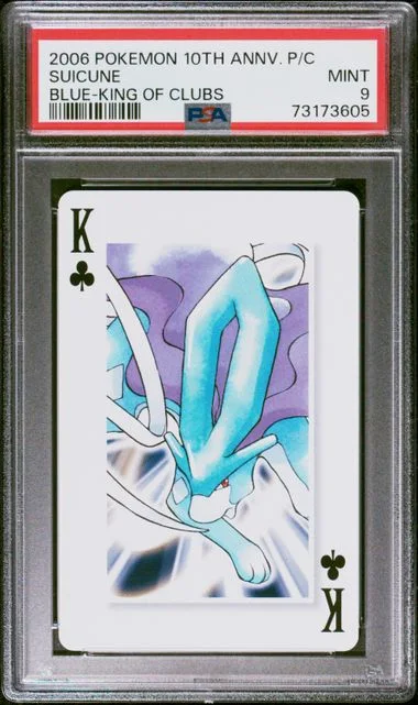 2006 Pokemon Center Anniversary Playing Cards Blue Deck King Of Clubs Suicune #10Th card image