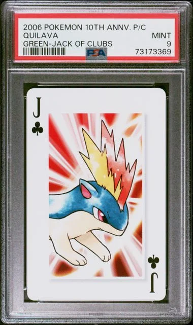 2006 Pokemon Center Anniversary Playing Cards Green Deck Jack Of Clubs Quilava #10th card image
