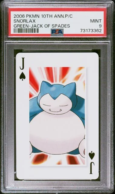 2006 Pokemon Center Anniversary Playing Cards Green Deck Jack Of Spades Snorlax #10Th card image