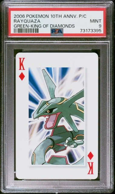 2006 Pokemon Center Anniversary Playing Cards Green Deck King Of Diamonds Rayquaza #10th card image