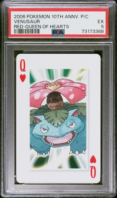 2006 Pokemon Center Anniversary Playing Cards Red Deck Venusaur, Queen Of Hearts #10th card image