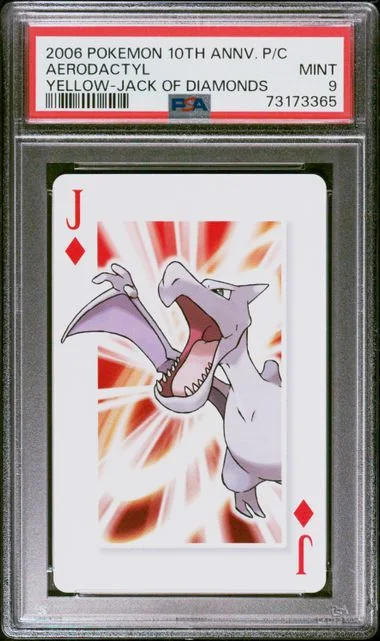 2006 Pokemon Center Anniversary Playing Cards Yellow Deck Jack Of Diamonds Aerodactyl #10th card image