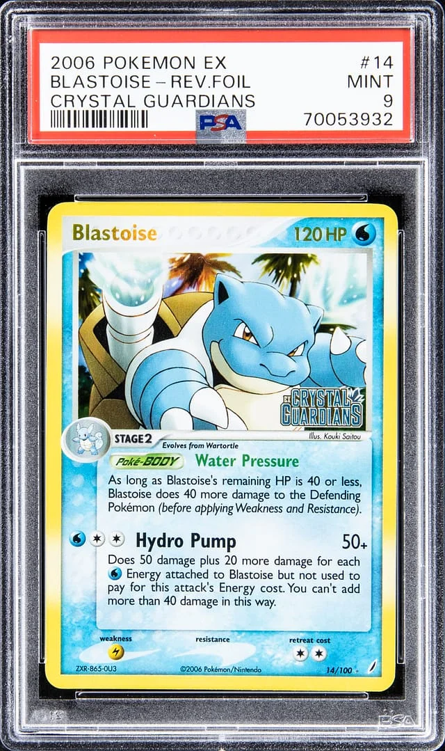 2006 Pokemon EX Crystal Guardians Rare Reverse Holofoil Blastoise #14 card image