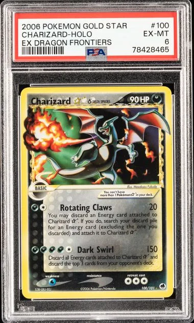 2006 Pokemon Ex Dragon Frontiers Gold Star Charizard-Holo #100 card image