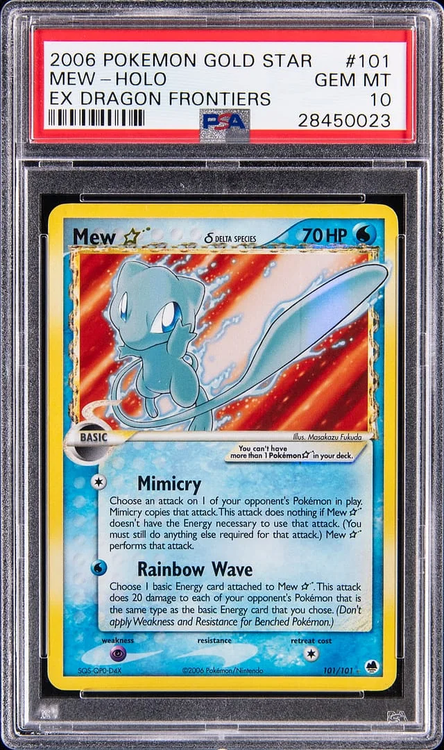 2006 Pokemon EX Dragon Frontiers Gold Star Holo Mew #101 card image