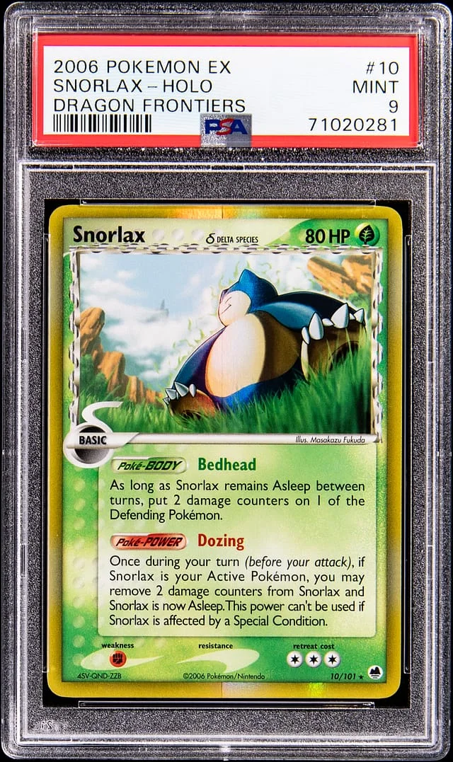 2006 Pokemon EX Dragon Frontiers Holo Snorlax #10 card image