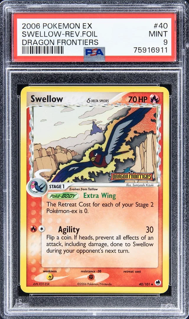2006 Pokemon EX Dragon Frontiers Reverse Holofoil Swellow #40 card image