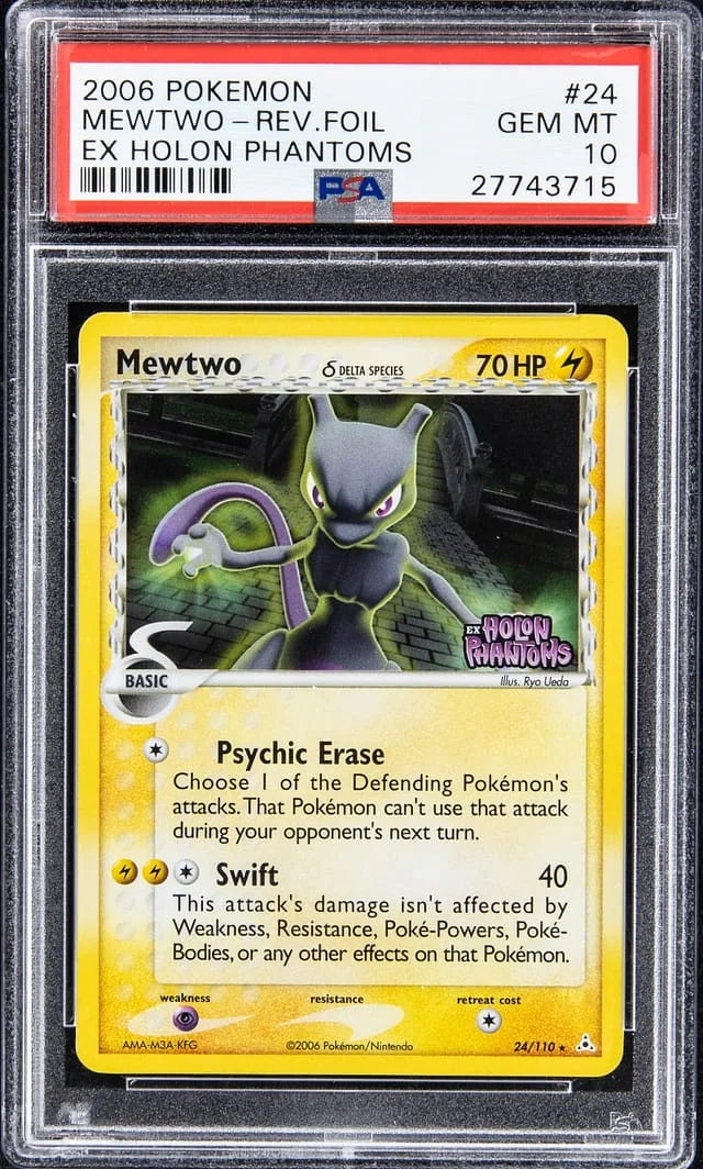 2006 Pokemon Ex Holo Phantoms Reverse Foil Mewtwo #24 card image
