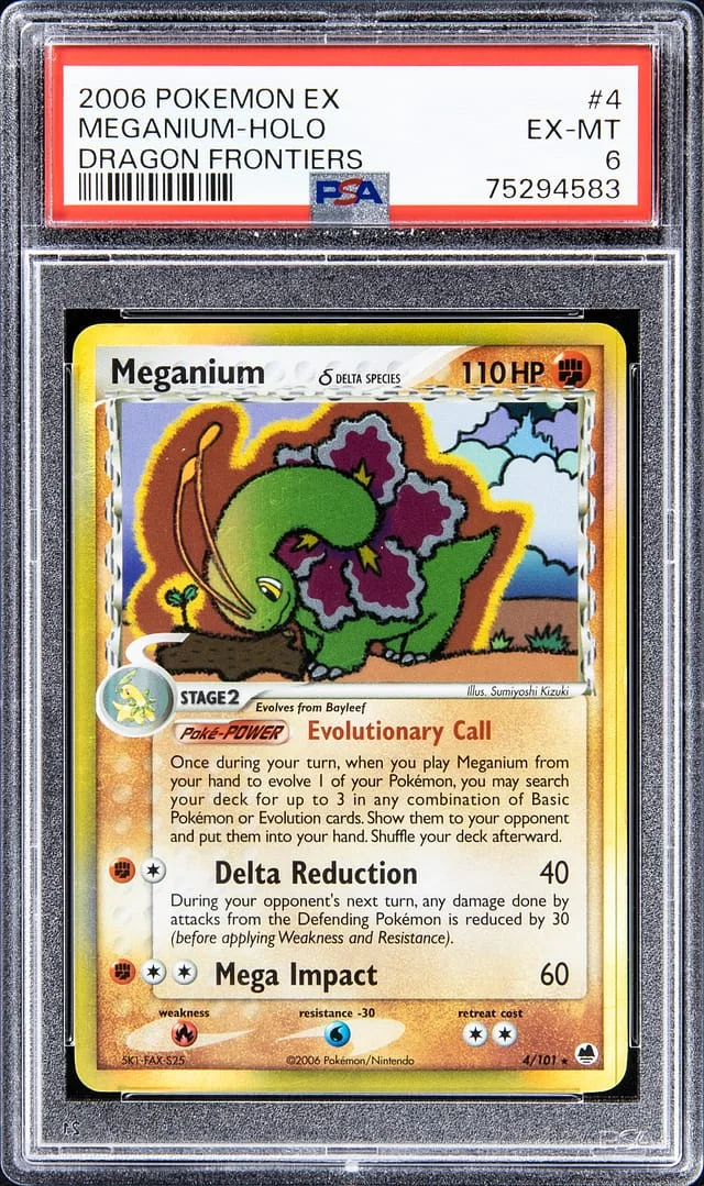 2006 Pokemon EX Holofoil - Dragon Frontiers Meganium #4 card image
