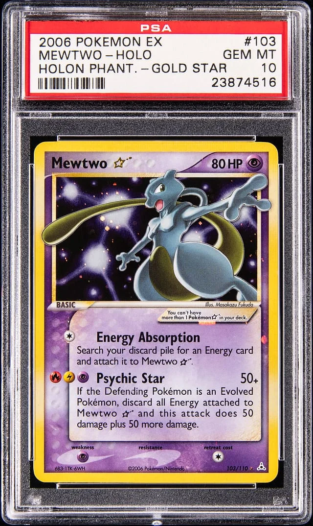 2006 Pokemon EX Holon Phantoms Holo Gold Star Mewtwo #103 card image