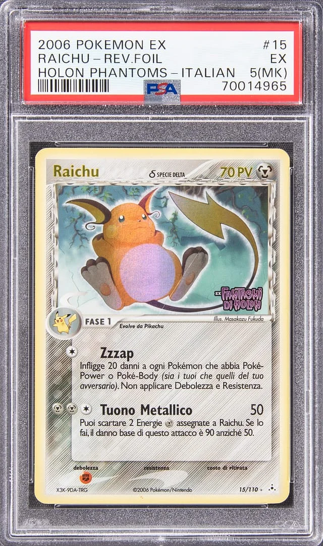 2006 Pokemon EX Holon Phantoms Italian Rare Reverse Holofoil Raichu #15 card image