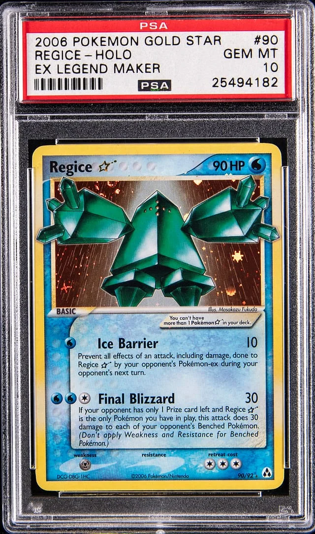 2006 Pokemon EX Legend Maker Gold Star Holo Regice #90 card image