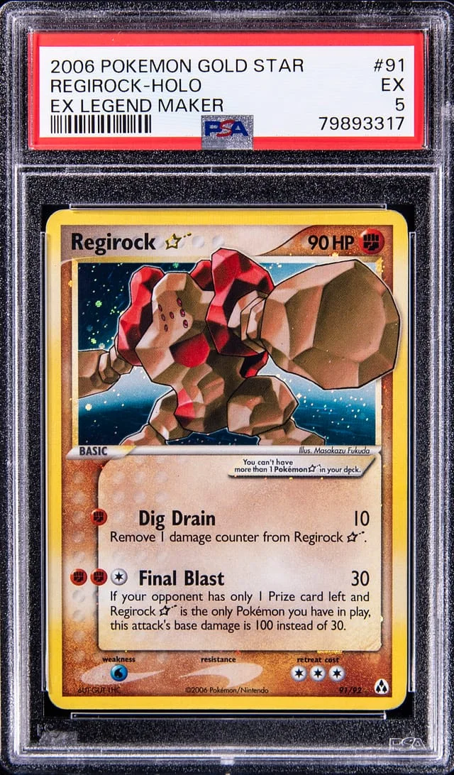 2006 Pokemon Ex Legend Maker Gold Star Regirock-Holo #91 card image