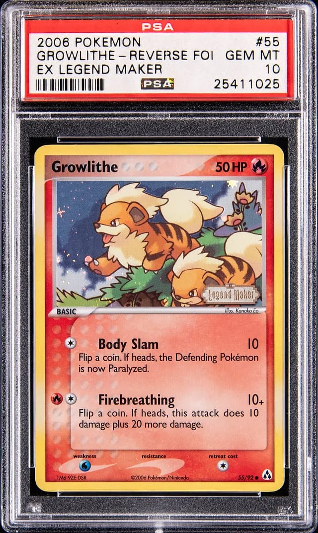 2006 Pokemon EX Legend Maker Reverse Holo Growlithe #55 card image