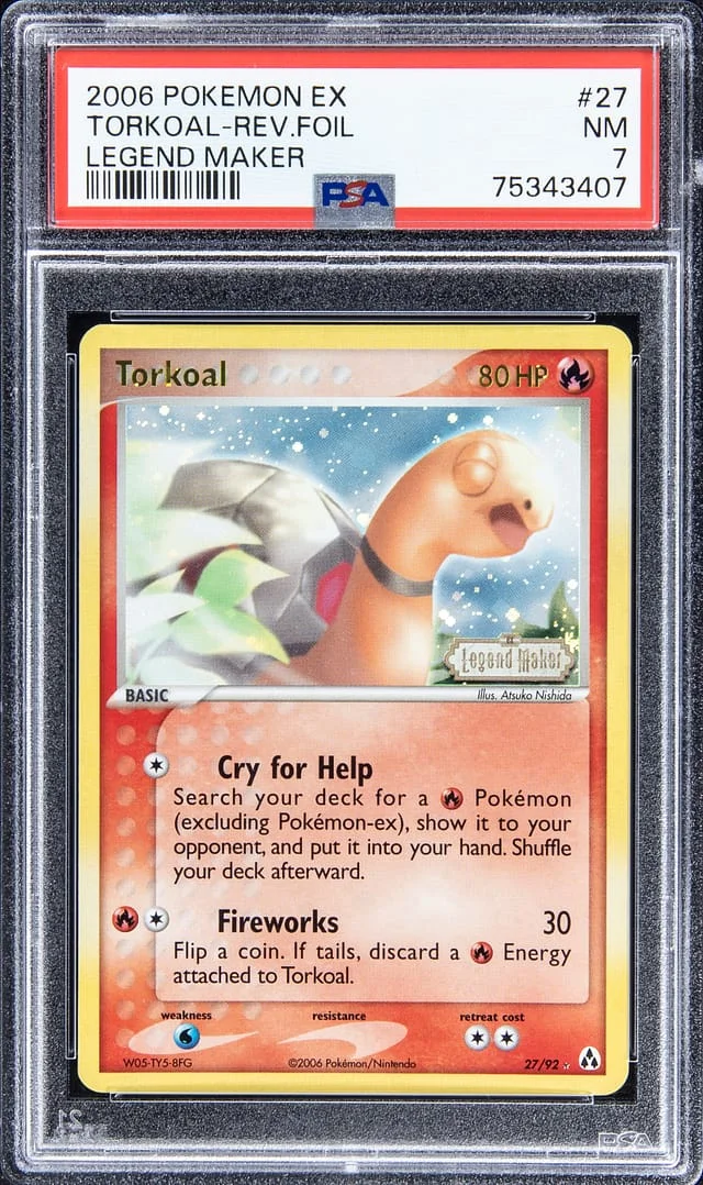 2006 Pokemon EX Reverse Foil - Legend Maker Torkoal #27 card image