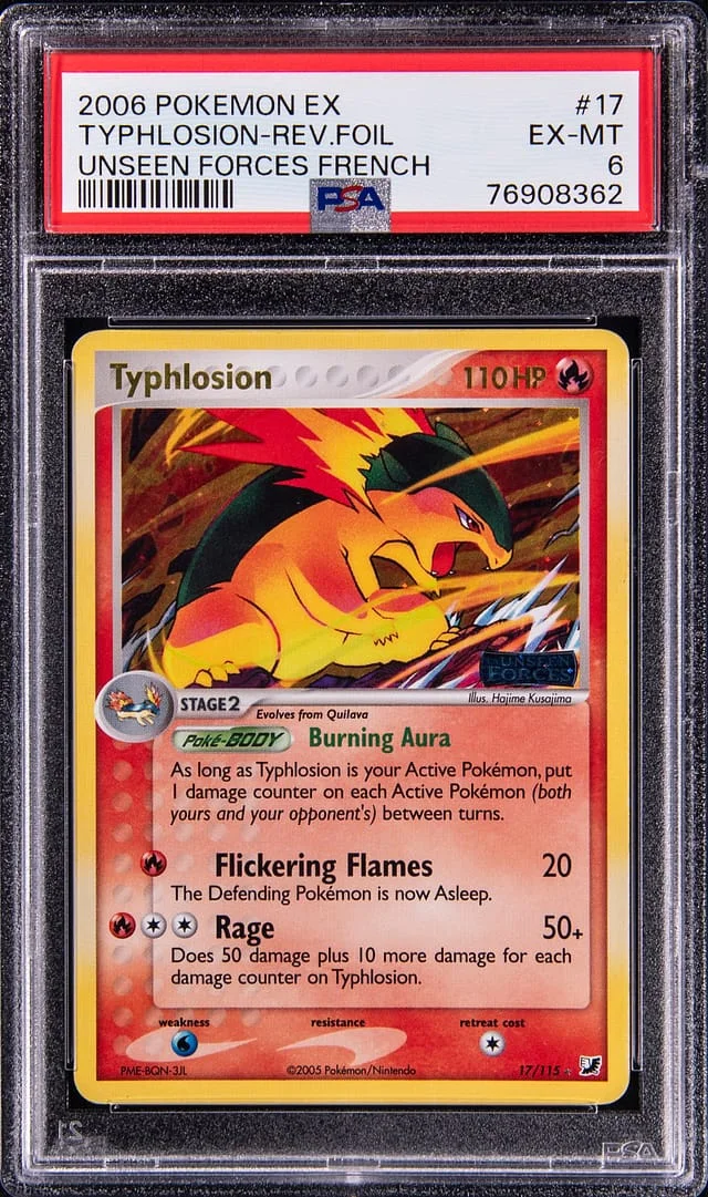 2006 Pokemon EX Unseen Forces French Reverse Foil Typhlosion #17 card image