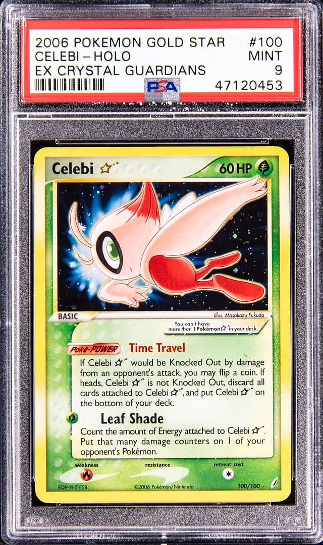 2006 Pokemon Gold Star EX Crystal Guardians Holo Celebi #100 card image