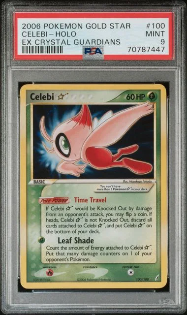 2006 Pokemon Gold Star EX Crystal Guardians Holofoil Celebi #100 card image