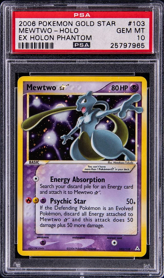 2006 Pokemon Gold Star EX Holon Phantom Rare Holofoil Mewtwo #103 card image