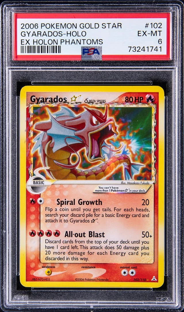 2006 Pokemon Gold Star EX Holon Phantoms Holo Gyarados #100 card image