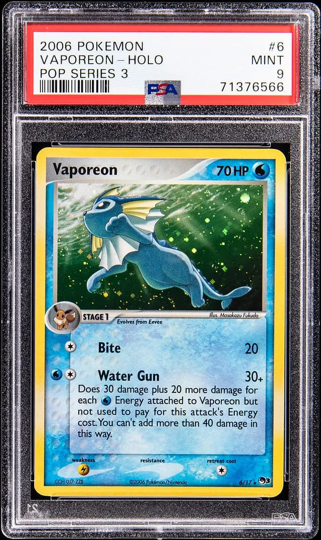 2006 Pokemon Pop Series 3 Holo Vaporeon #6 card image