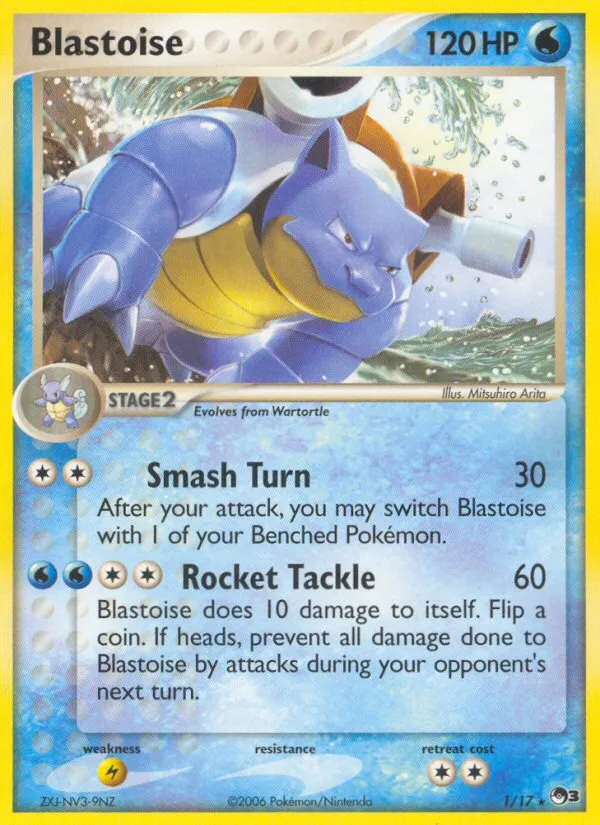 2006 POP Series 3 Blastoise Rare #01/17 Rare card image