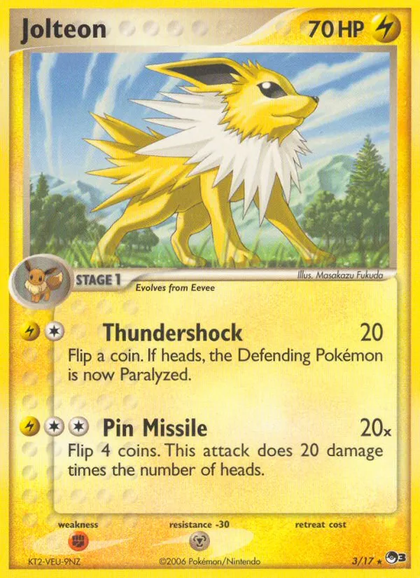 2006 POP Series 3 Jolteon Rare #03/17 Rare card image