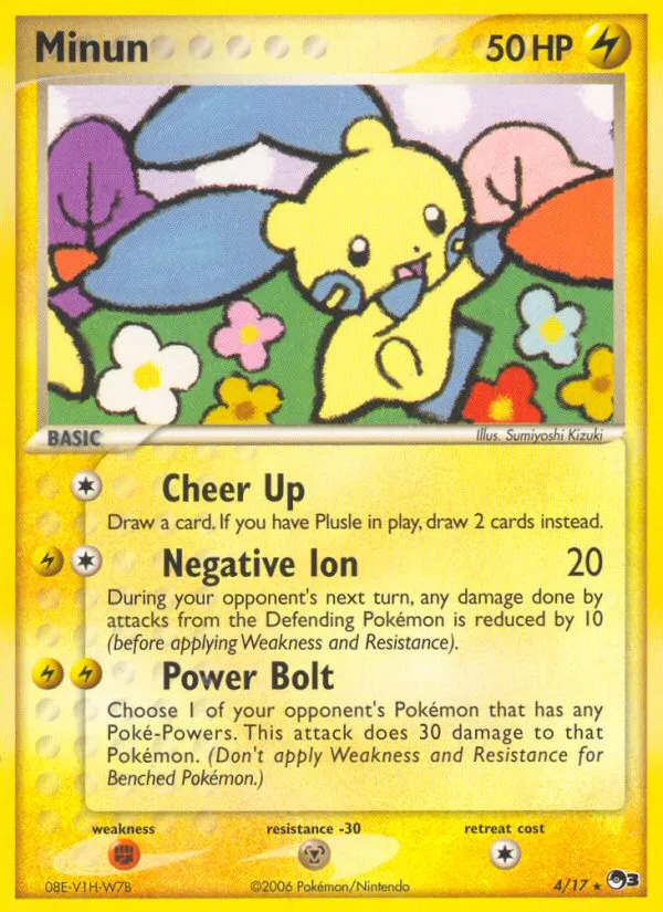2006 POP Series 3 Minun Rare #04/17 Rare card image