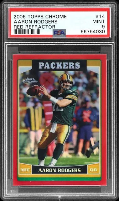2006 Topps Chrome Aaron Rodgers Red Refractor #14 card image