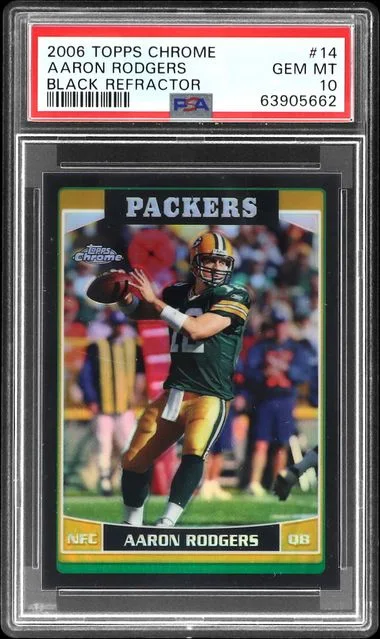 2006 Topps Chrome Black Aaron Rodgers Refractor #14 card image