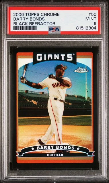 2006 Topps Chrome Black Barry Bonds Refractor #50 card image