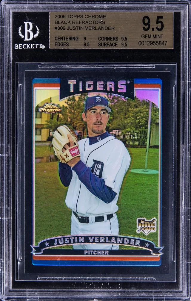 2006 Topps Chrome Black Justin Verlander Refractor #309 card image