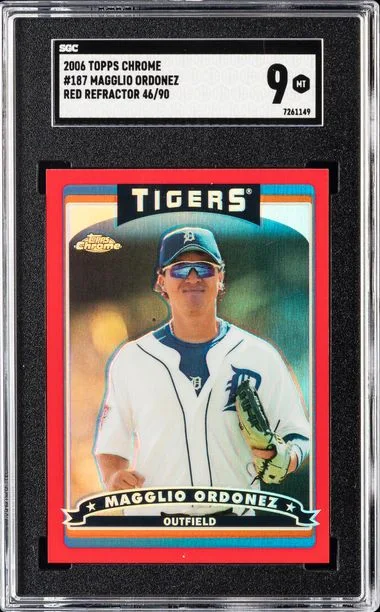 2006 Topps Chrome Magglio Ordonez Red Refractor #187 card image