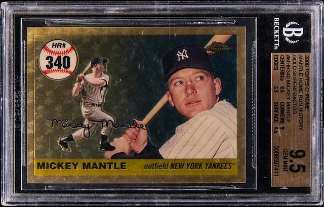 2006 Topps Chrome Mickey Mantle Home Run History Gold Superfractor #MHR340 card image